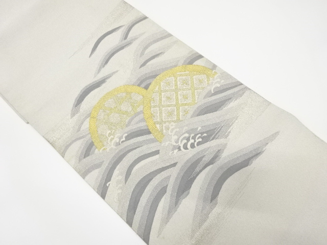 JAPANESE KIMONO / ANTIQUE FUKURO OBI / SILK / WOVEN ROUGH WAVE